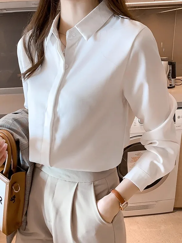 

Женская шифоновая блузка с коротким рукавом для офиса, весенне-осенняя коллекция, профессиональный дизайн, для повседневной носки