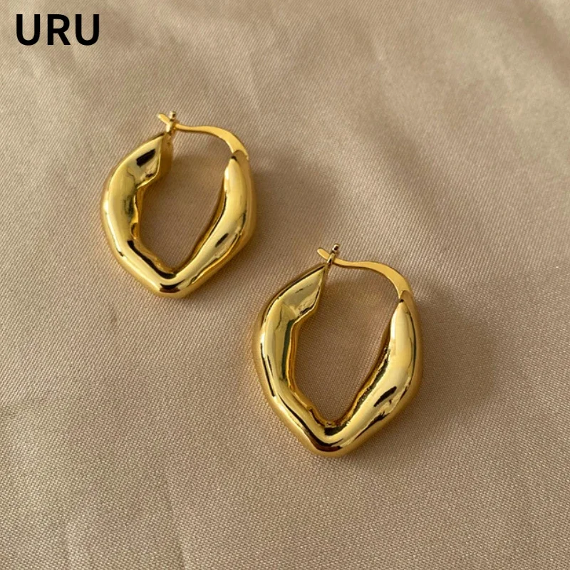 

Trendy Jewelry Luxury Temperament Metal Irregular Hoop Earrings For Women Party Gifts Simply Design Ear Accessories Hot Sale