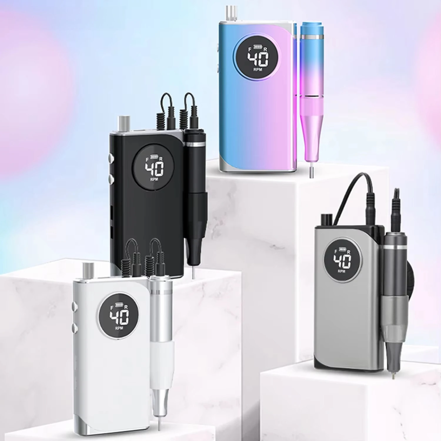 

Plastic Electric Nail Drill 40000RPM USB Type-C Rechargeable Portable Manicure Pedicure Tools