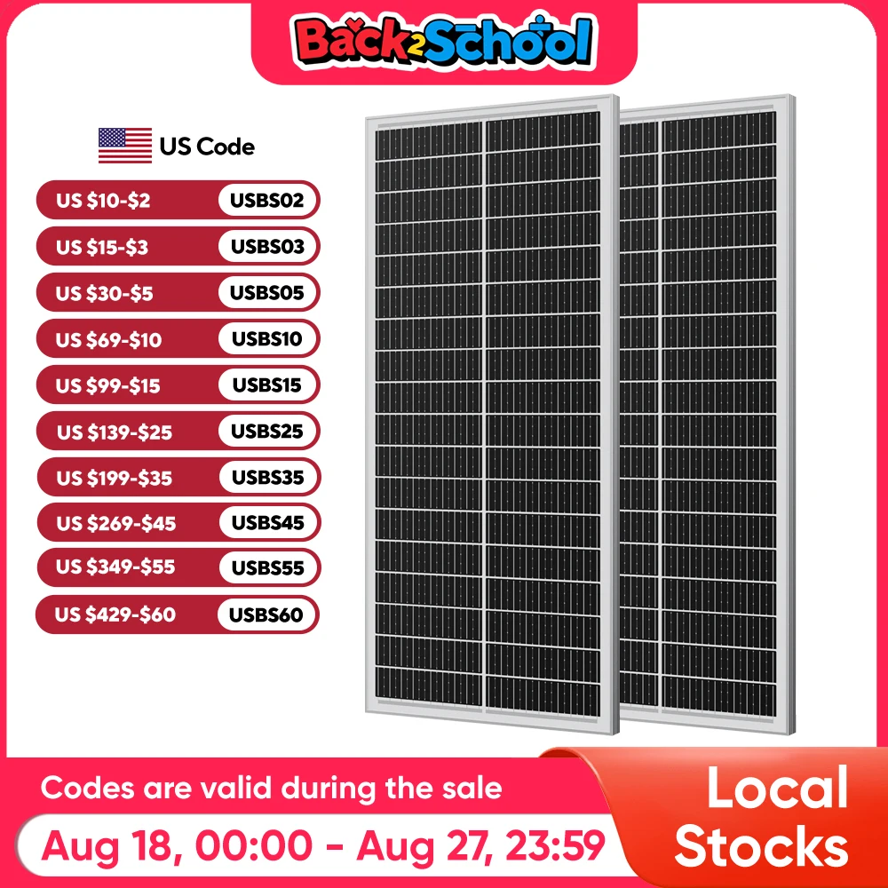 

WERCHTAY 100W 12V 12BB Solar Cell Monocrystalline Solar Panel High Efficiency Solar Module Charge Battery for RV Trailer