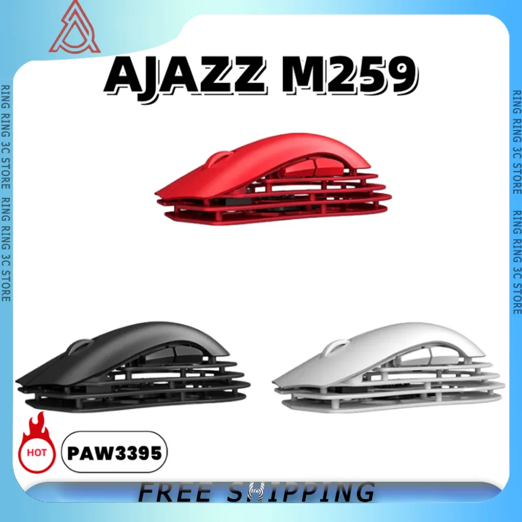 

AJAZZ M259 Tri-mode Mouse Aluminum Magnesium Alloy luetooth Wireless Three Mode Lightweight PAW3395 350mAh Computer Gaming Mouse