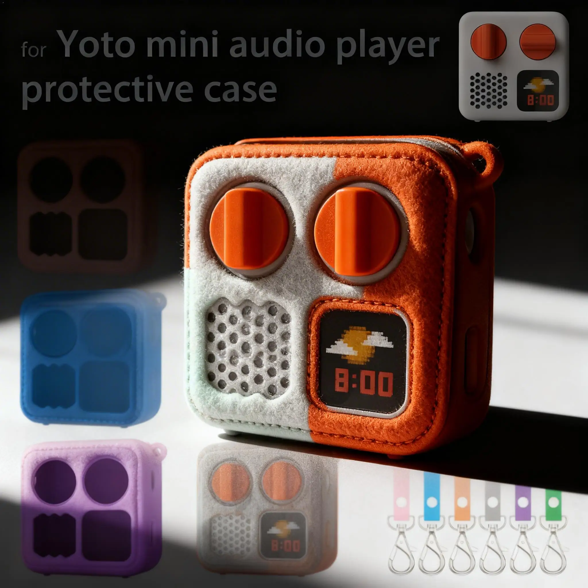 For Yoto Mini Small Audio Player Protective Case Can Hold Cassette Tape Hanging Rope Simple Solid Color Storage