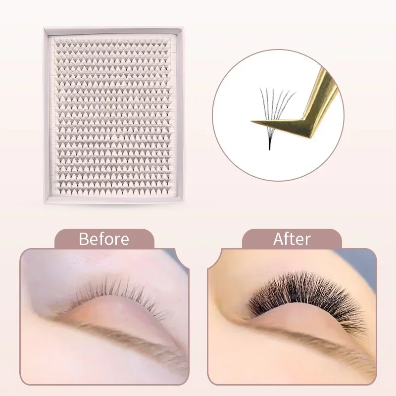 5-box 600 Fans XXL Mega Tray Matte Ultra Dark Premade Volume Fan Pointy Base Promade Fans Eyelash Extensions