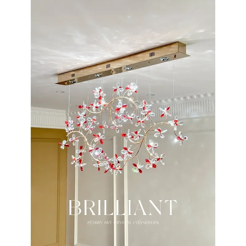 New light luxury crystal flower chandelier high-end sense living room creative art modeling villa restaurant lighting