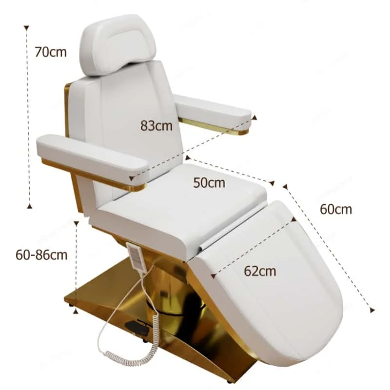 Beauty Salon Custom Lash Bed Recliner Rotating Gold and White Electric Lash Bed Massage Table and Bed Facial Chair Adjustable