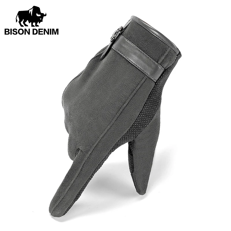 Guanti da ciclismo da uomo invernali in DENIM BISON guanti da moto Touch Screen da corsa all\'aperto guanti in pile antiscivolo caldi a dita intere