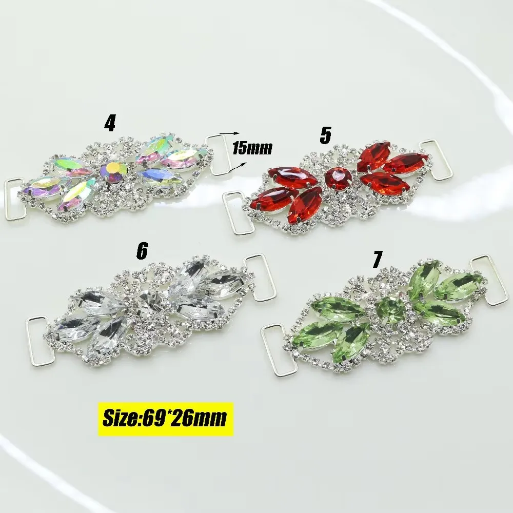 2 pcs/lot 69mm Rhinestone Connector For Swimming Wear Bikini Connector Headband Connector Shoe Buckle