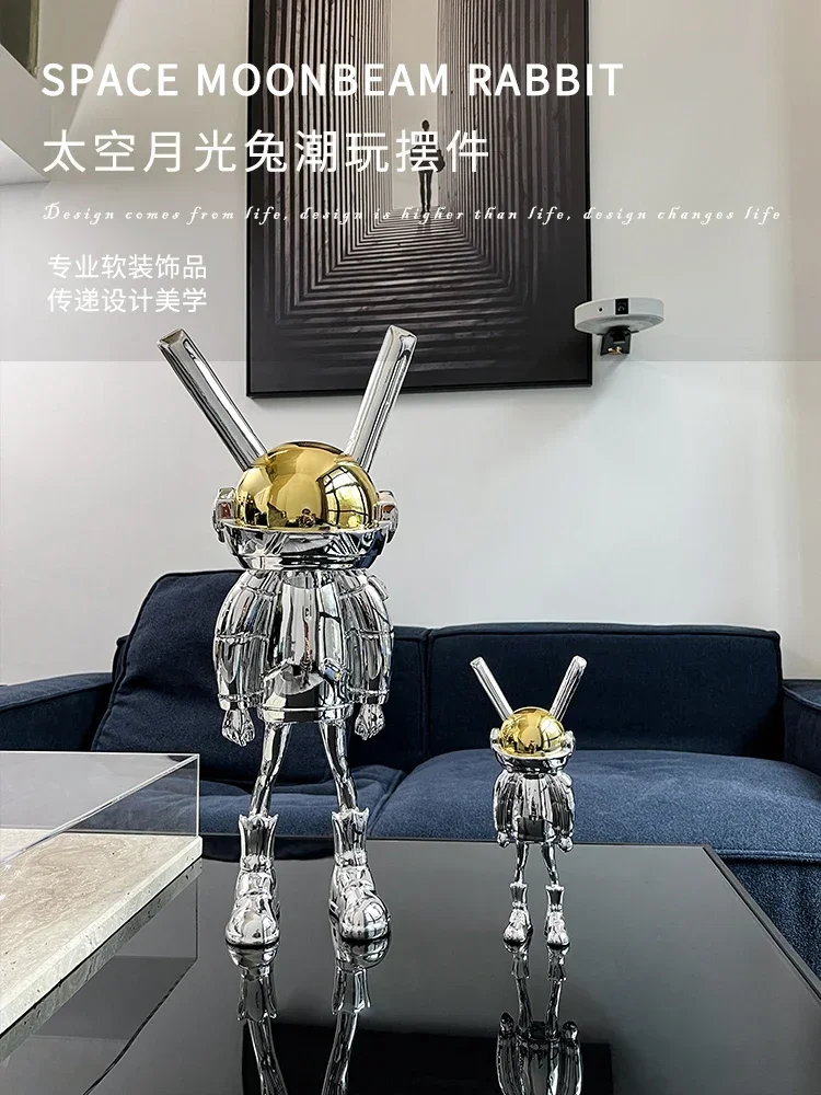 Modern modern creative electroplating technology sense space rabbit home decoration sculpture posture sculpture