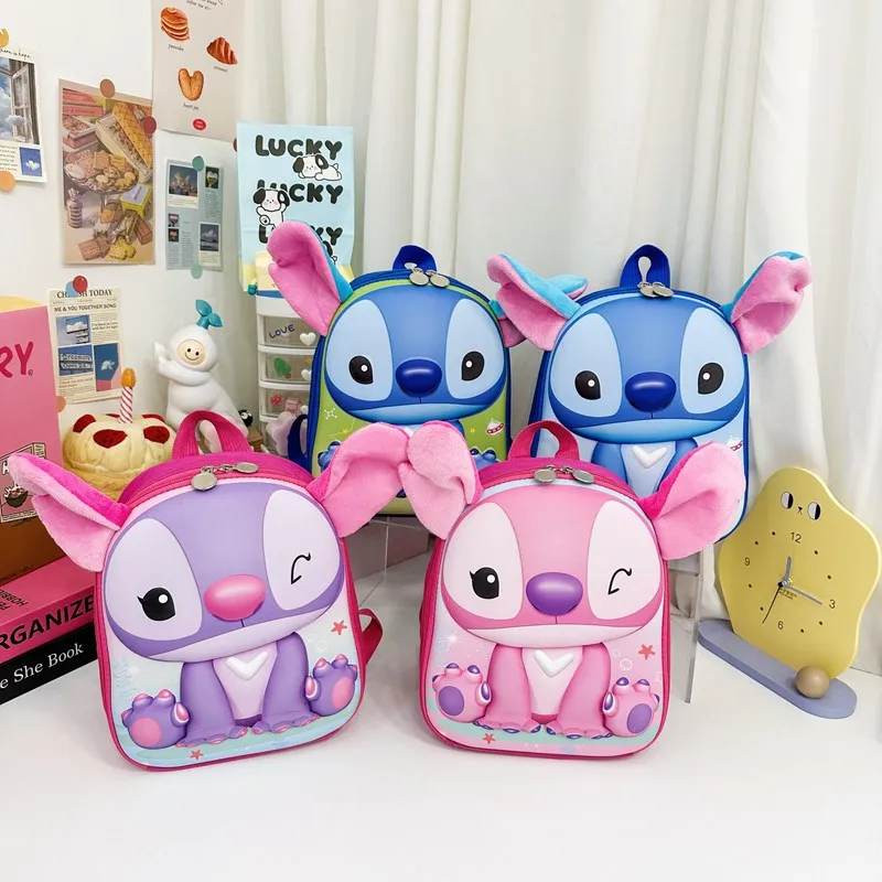 

Anime Cartoon Disney Stitch Large Capacity Cute Shoulders Backpacks Hard Shell Children'S Kindergarten Schoolbag Birthday Gift