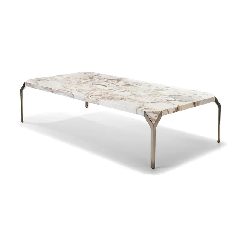 

Italian light luxury marble Internet celebrity villa square coffee table side table combination