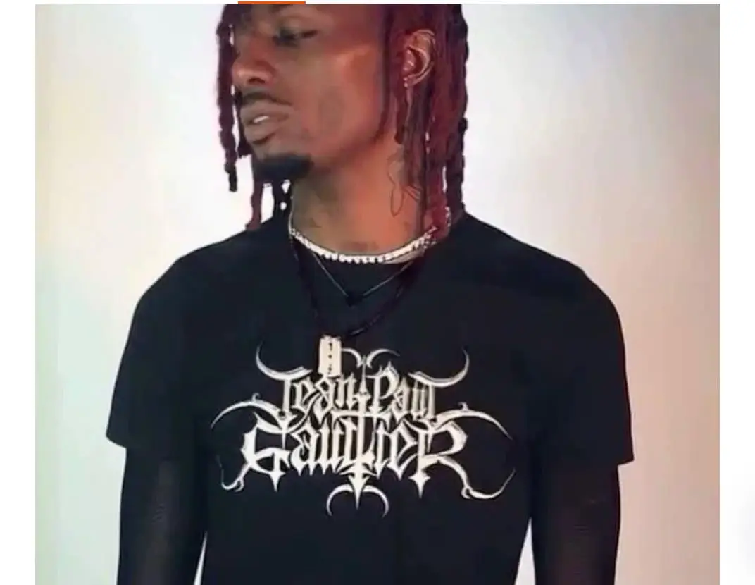 2026 Playboi carti style Dark Font Print Fitted Short Sleeve T-Shirt TX1650