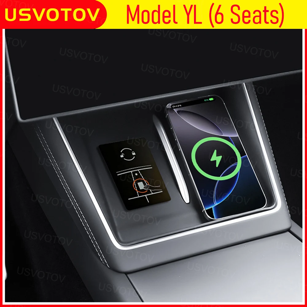 Base de Carregamento Sem Fio de Silicone USVOTOV para Tesla Model YL (6 Lugares) Tapete Protetor de Silicone para Console Central Acessórios Automotivos