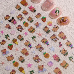 Kawaii Cartoon Nail Sticker Hawaiian Black Bark Hello Kitty Japanese Series DIY Manicure Supplies Decor Charms Applique