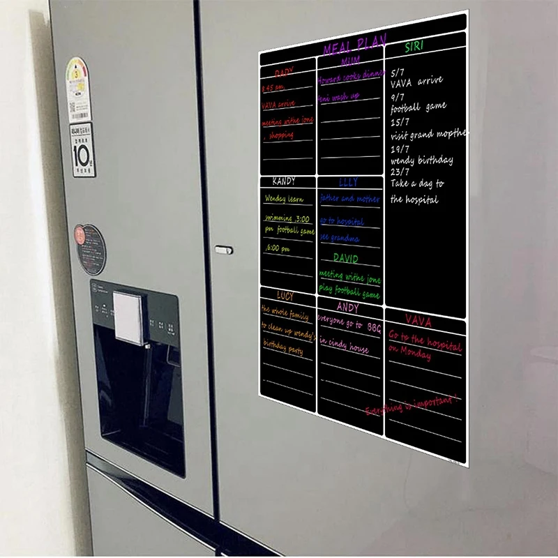 2X A3 마그네틱 드라이 지우기 화이트 보드 시트 주방 냉장고 주간 화이트 보드 캘린더, 유용한 메뉴 계획 식료품