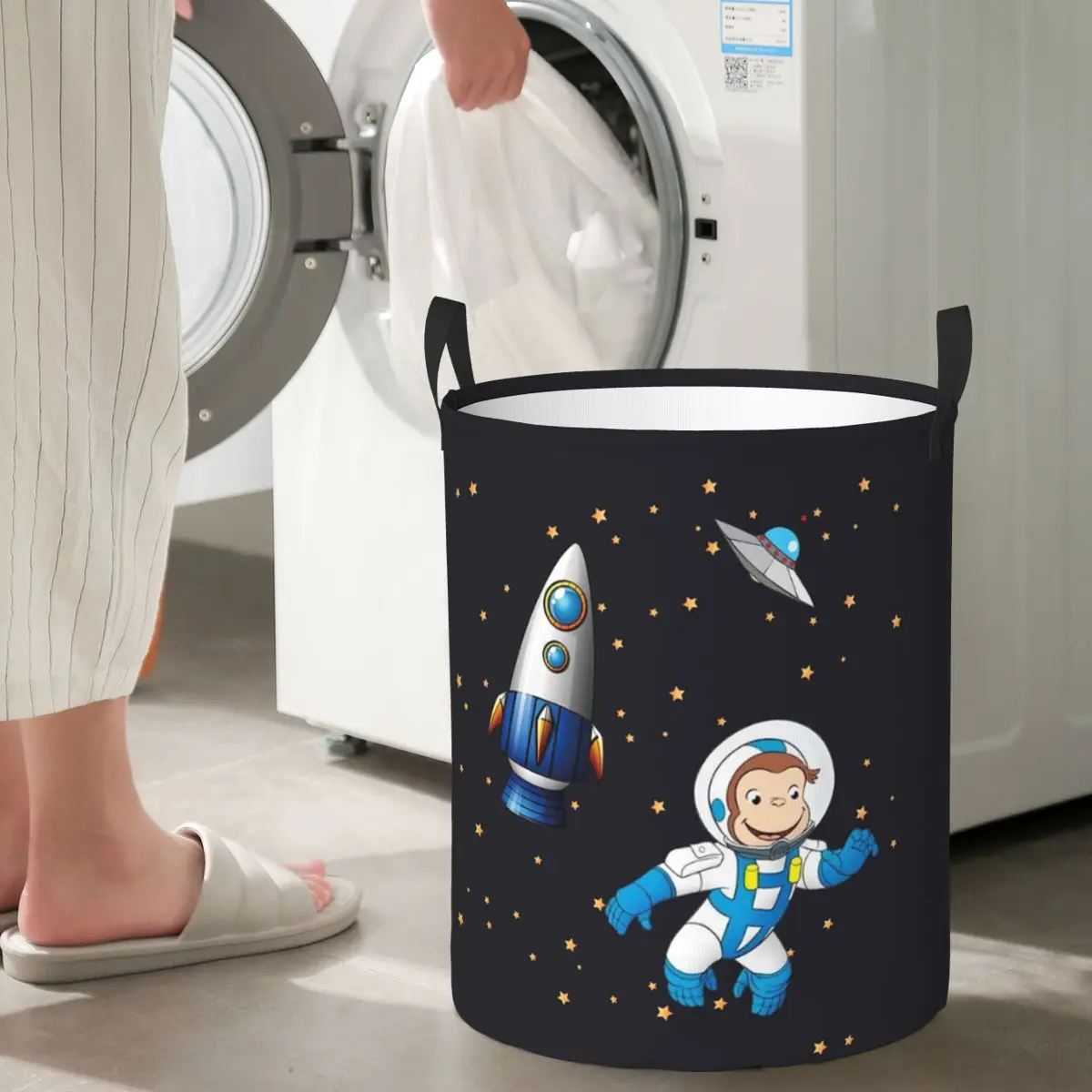 

George The Curious Monkey Astronaut Cartoon Foldable Laundry Baskets Dirty Clothes Toys Storage Basket Home Organizer Hamper