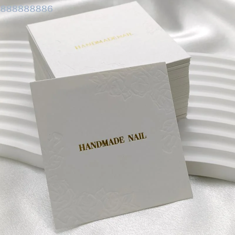 75x75mm Handmade False Nail Display Show Card Manicure Tools 20 Sheets/Bag Press On Nails Packaging Bottom Cards Rose Embossing