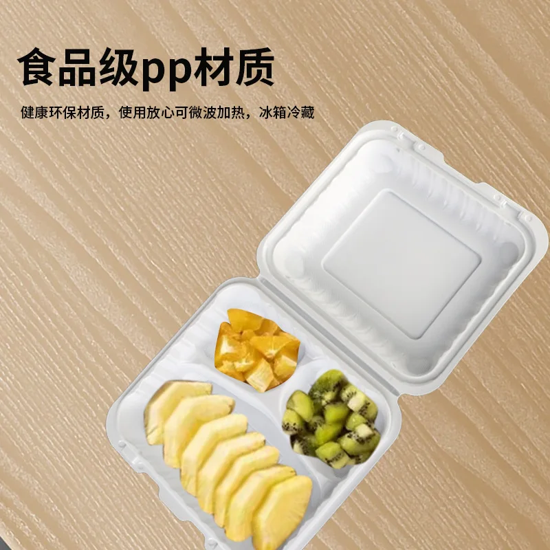 Customized. 8x8inch American Style Disposable Burger Box, Foldable Picnic Box with Compartments, Square Plastic PP Material, Cus