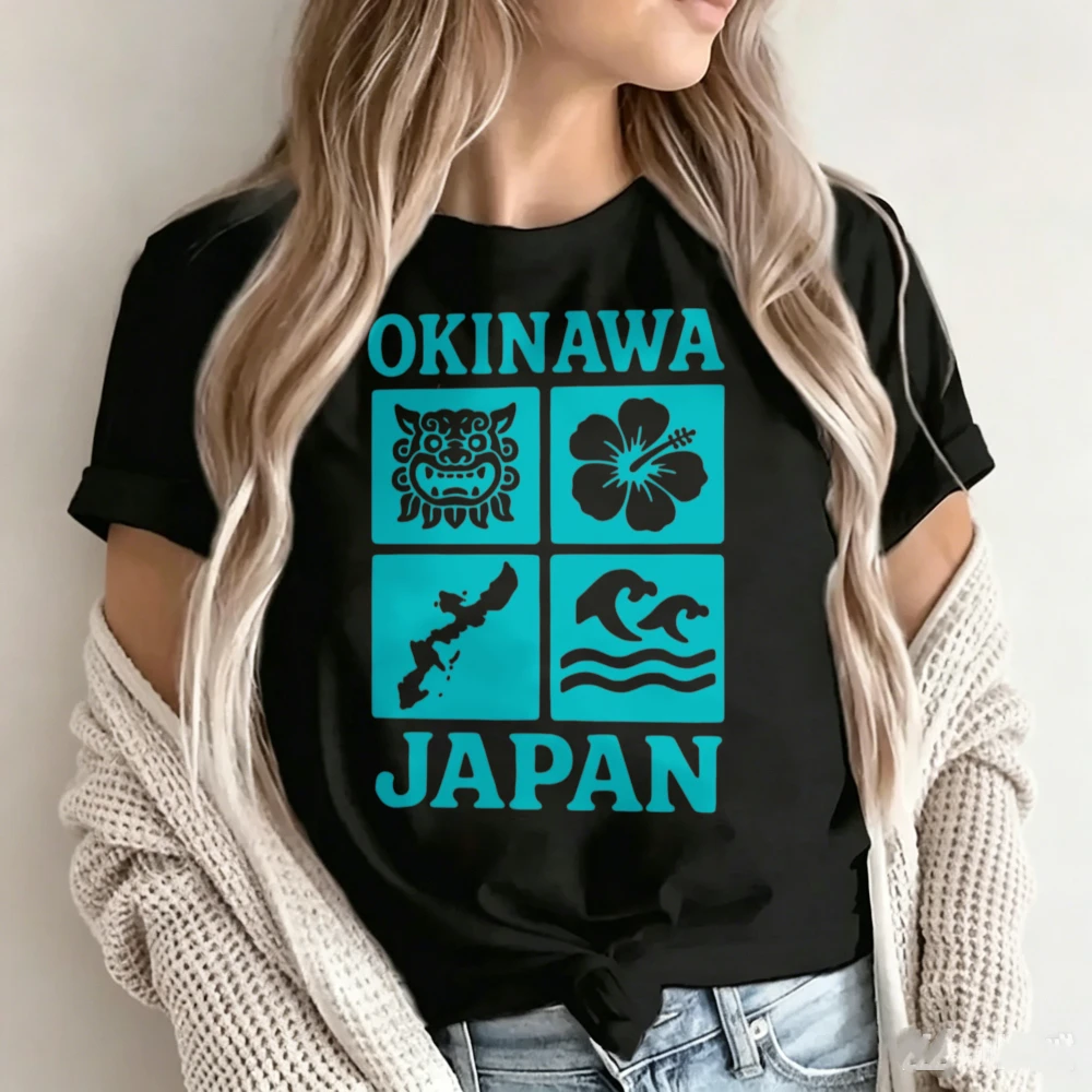 Unisex 100% Cotton Crew Neck T‑Shirt, Okinawa Japan Souvenir Funny Graphic Tee, Urban Casual Outdoor Comfort Daily Short Sleeve