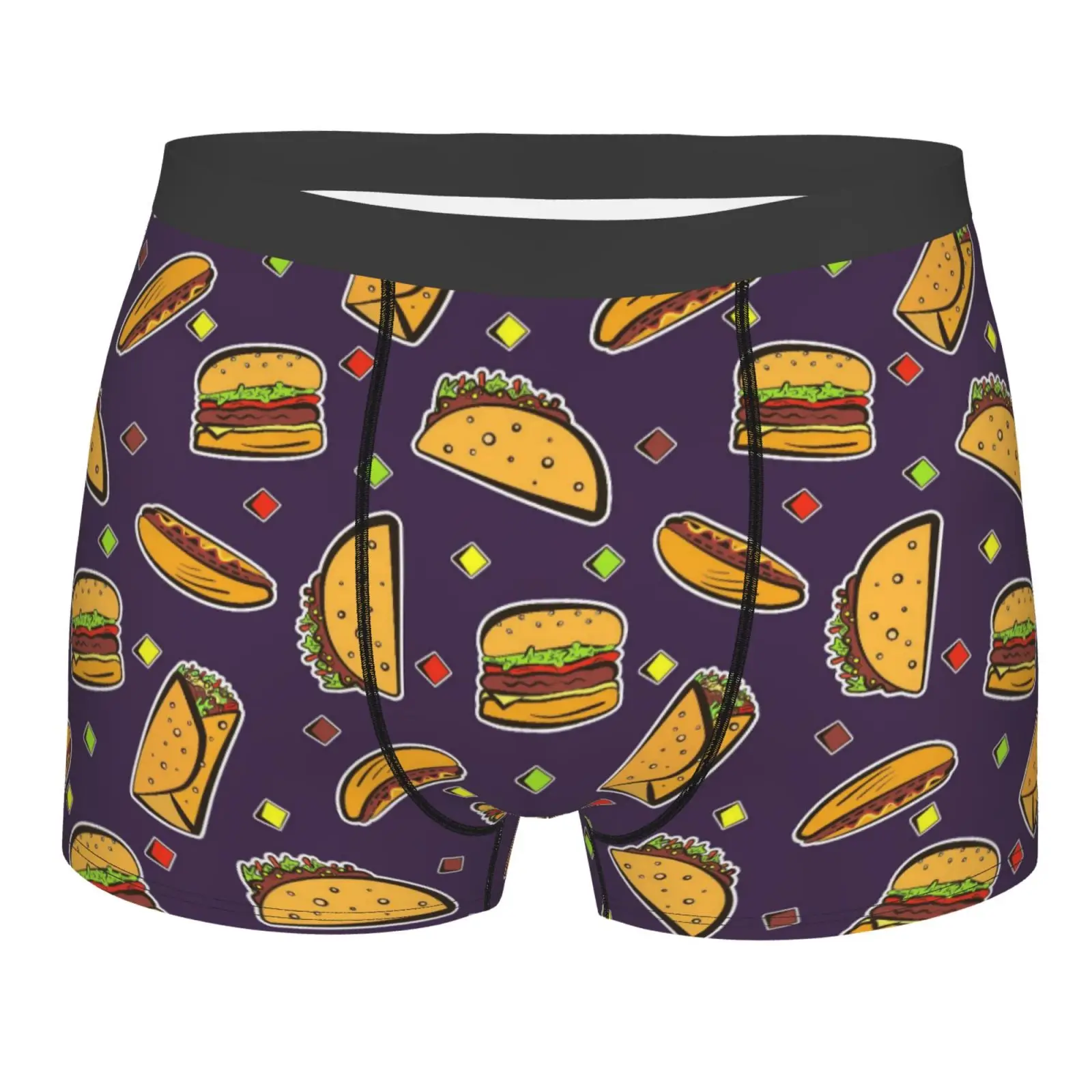 

Fast Food Hamburger Sandwich Pattern Underwear Men Stretch Boxer Briefs Shorts Panties Soft Sexy Underpants for Male