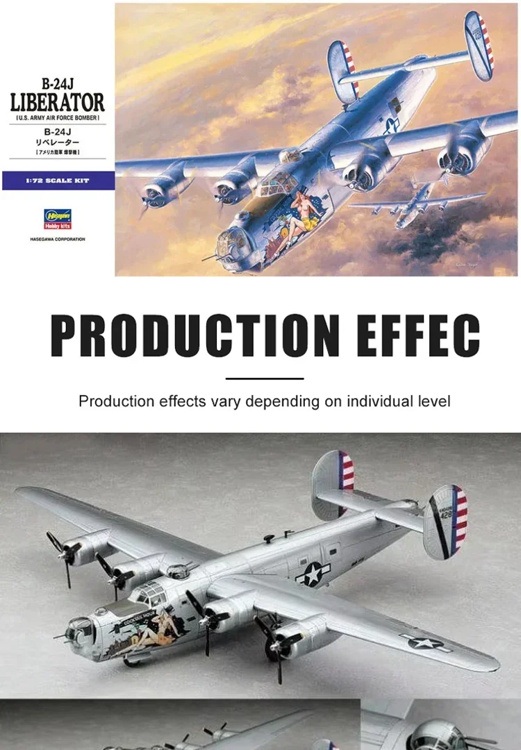 Hasegawa Kit Model rakitan 01559 B-24J Liberator timbangan 1/72 Bomber berat