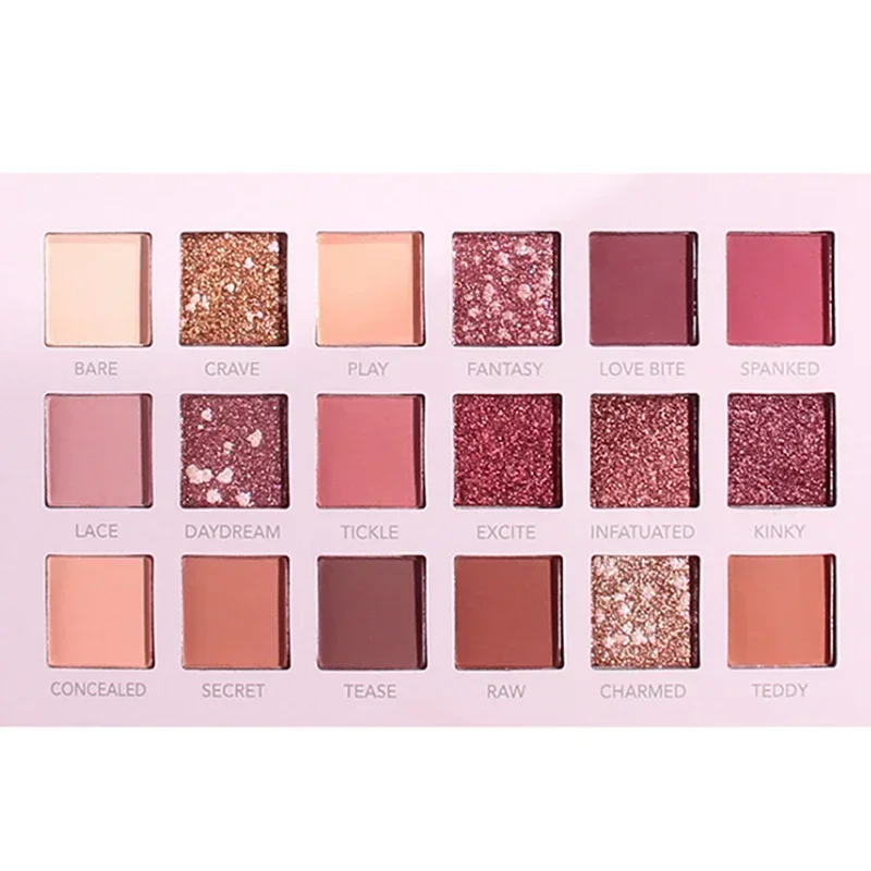 Palet Eyeshadow Glitter 18 warna dengan cermin rias mutiara Matte berkilau pigmen rias mata Nude tahan lama