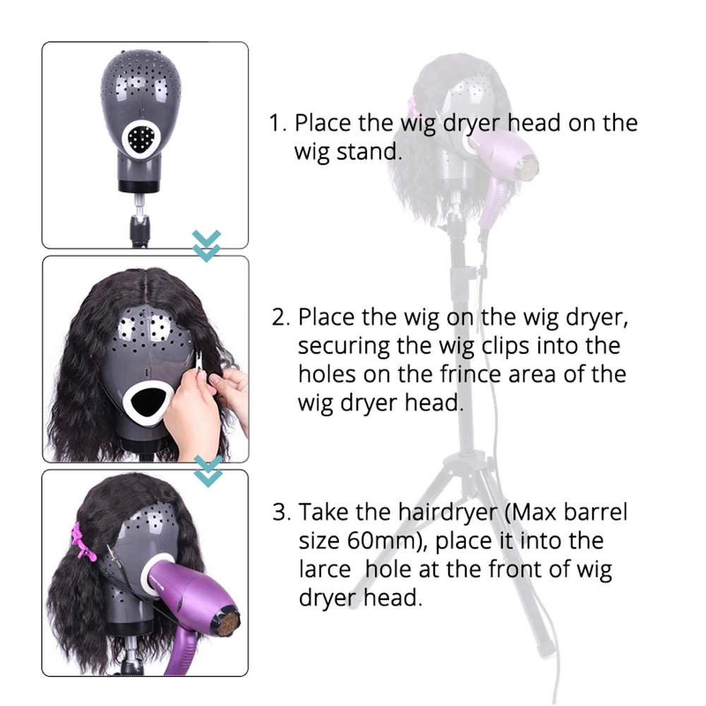 Fresh Holder With Mannequin For Lace Wig Scalp Cap Dryer With Holes For Lace Wigs Safe Wig Dryer Head With String Good Quality view 5