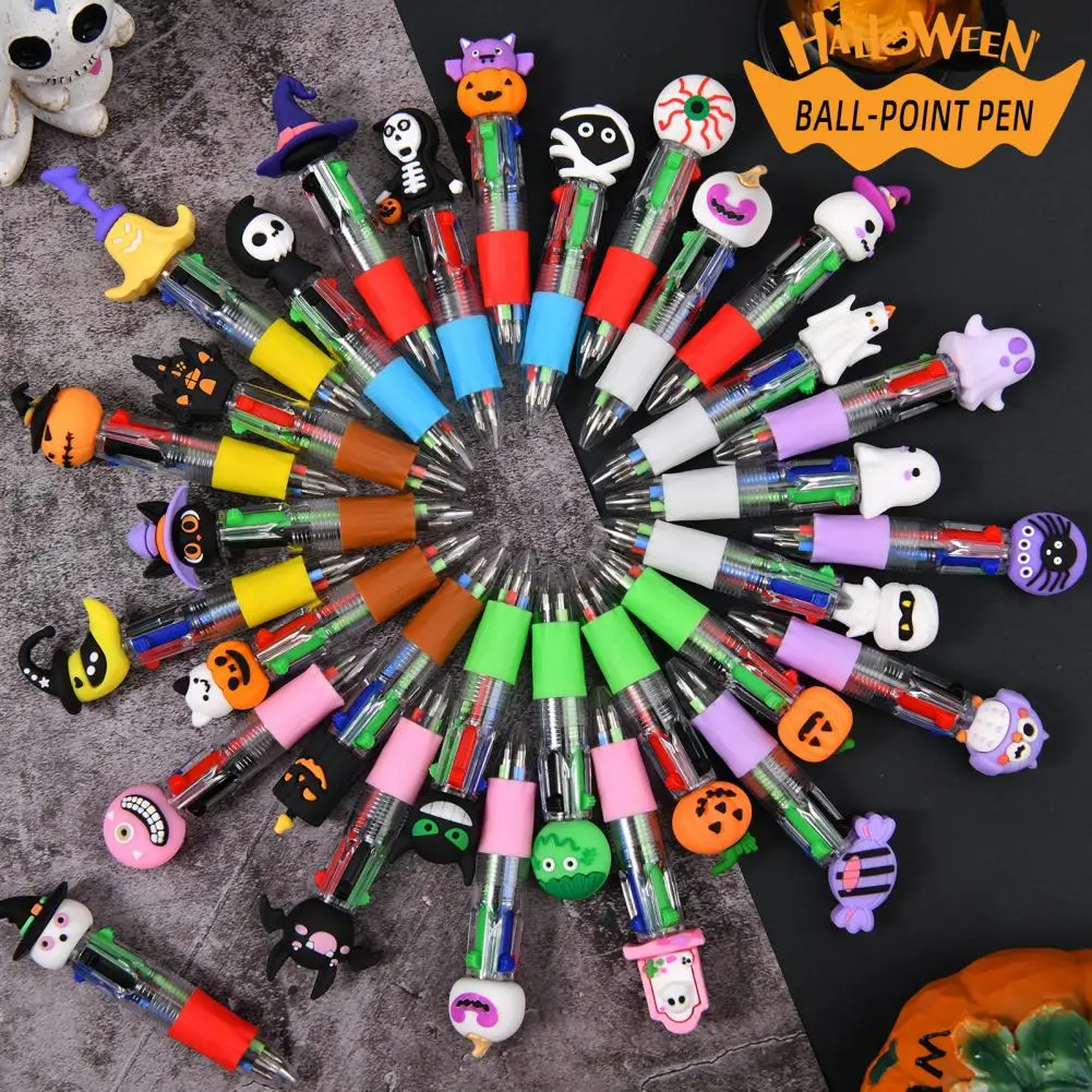 

New Halloween Mini Ballpoint Pens Cute Cartoon Ghost Pumpkin Mlticolor Pen Kids School Students Stationery Gift For Kids Friends