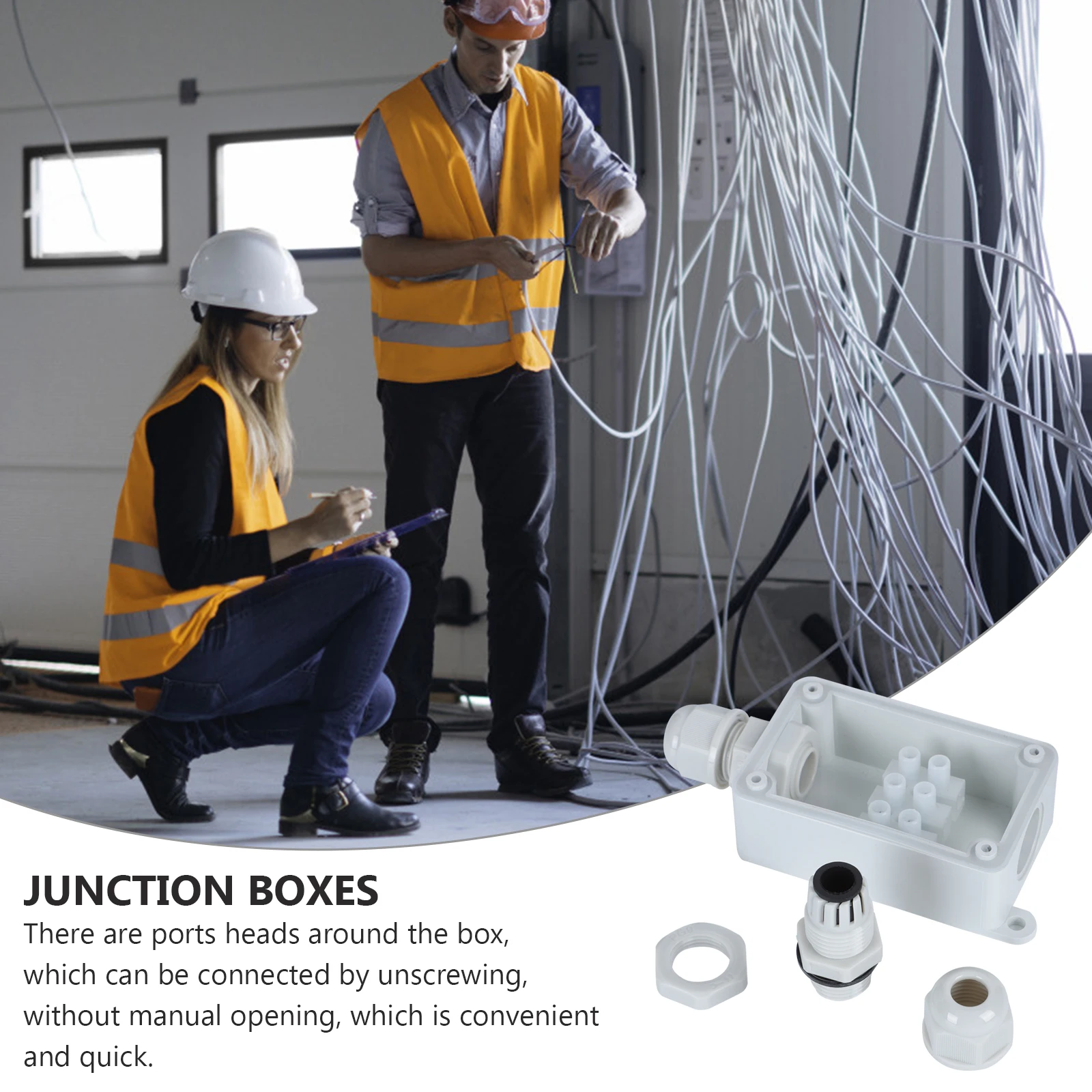 

Waterproof and Monitoring Junction Box Electrical Outdoor Enclosure Weatherproof White Power Cord