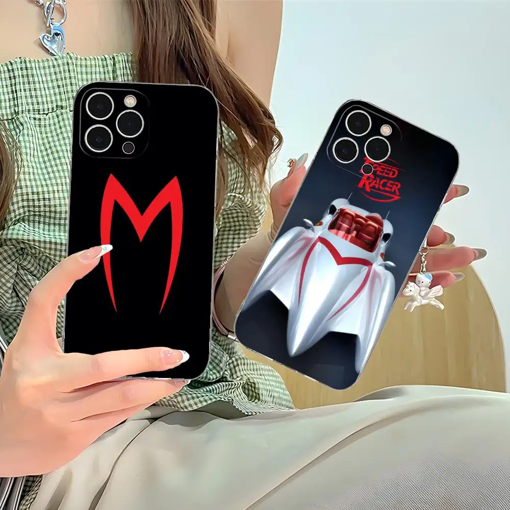 

Чехол для телефона Anime Speed Racer для iPhone 16, 15, 14, 13, 12, 11 X XR XS 8 6 Pro Max Plus, мини-прозрачный цветной принт, красивые мобильные телефоны