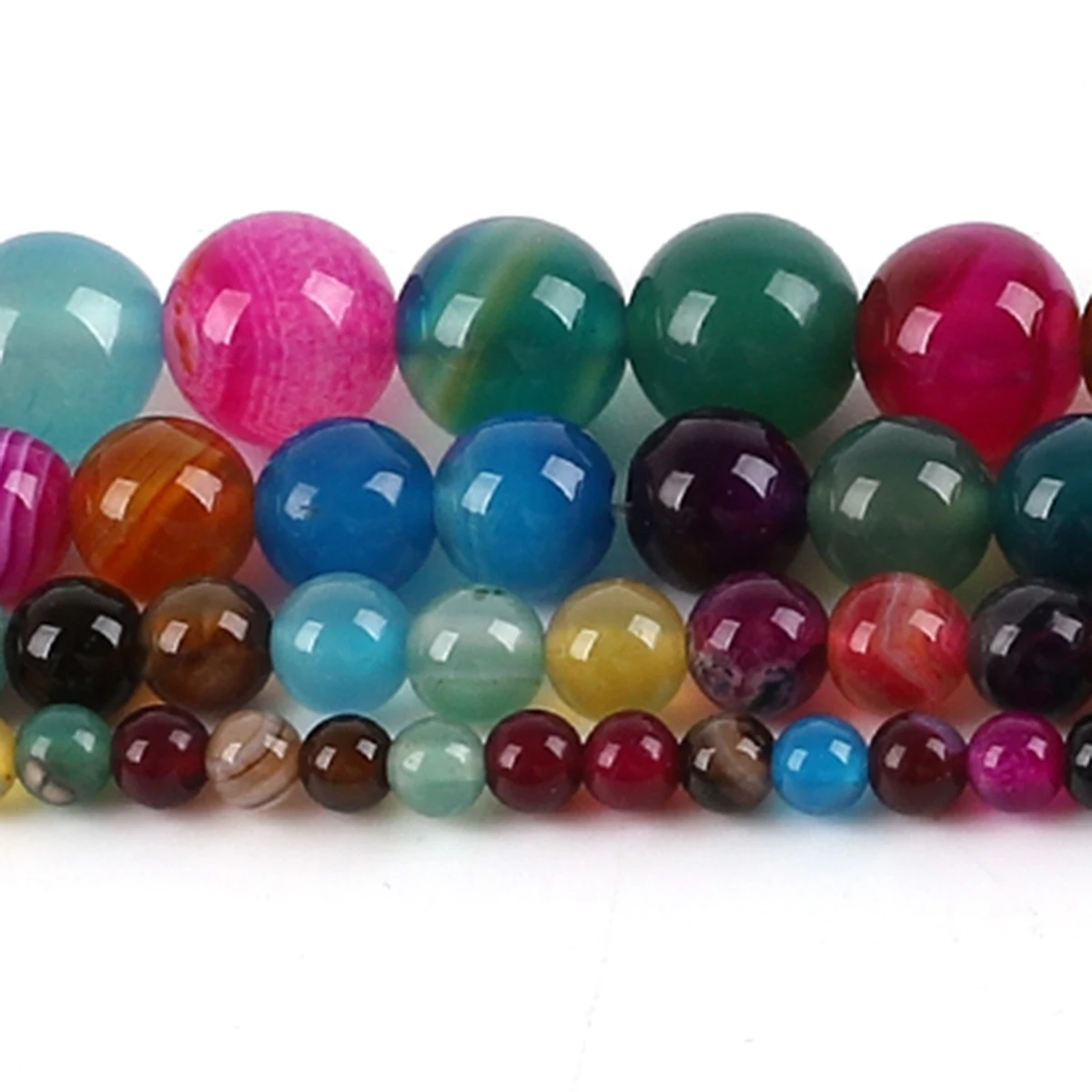 Natural Agate Stone Beads Colorful Round Loose Spacer Beads For Jewelry Making DIY Bracelets Necklace Accessories