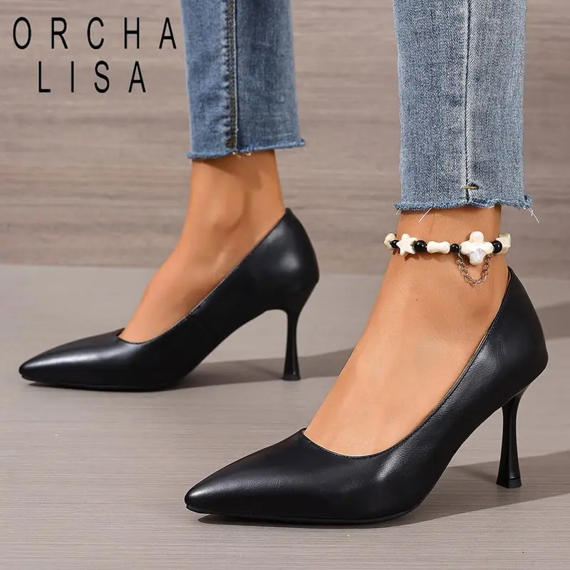 

Туфли-лодочки ORCHA LISA для офиса, остроносые, на каблуке-шпильке 8 см, сексуальные свадебные туфли ручной работы, большие размеры 42, 43, 44