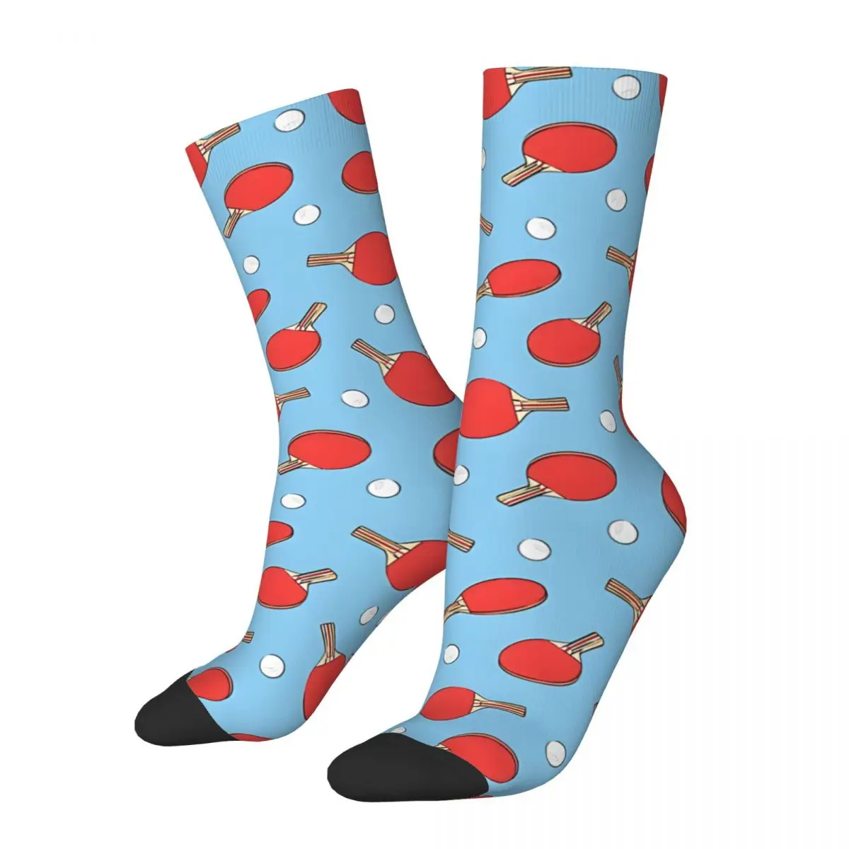 Ping Pong Red On Blue Socks Travel 3D Print Boy Girls Mid-calf Sock