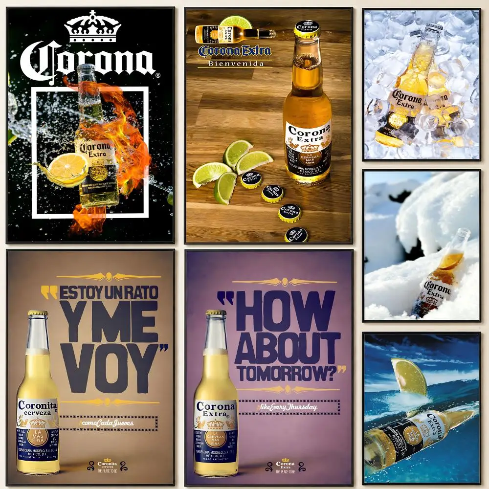 beer C-Corona E-Extra Poster HD Self Adhesive Wall Poster Waterproof Removable No Fade for Bedroom Living Room Decor