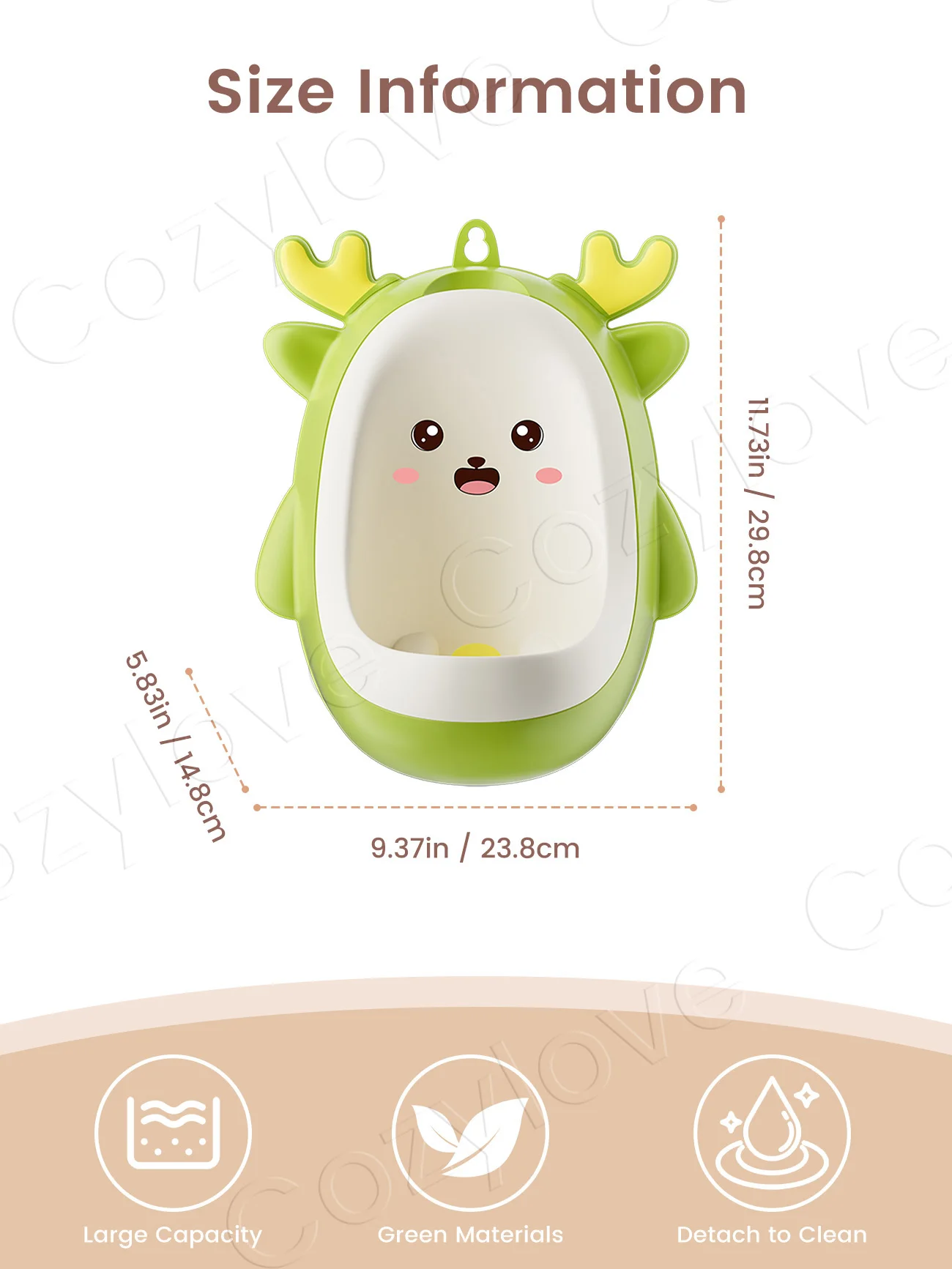 Adjustable Height Baby Boy Urinal Cartoon Deer Design Wall-mounted Potty Training Toilet