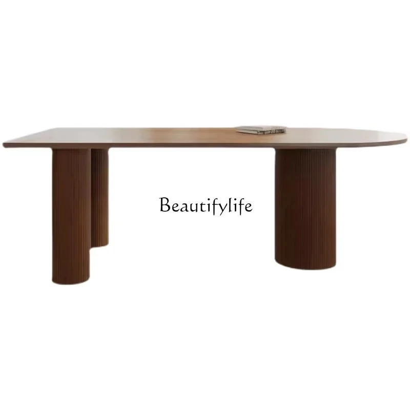 

Nordic modern simple mid-island dining table integrated solid wood light luxury household small apartment
