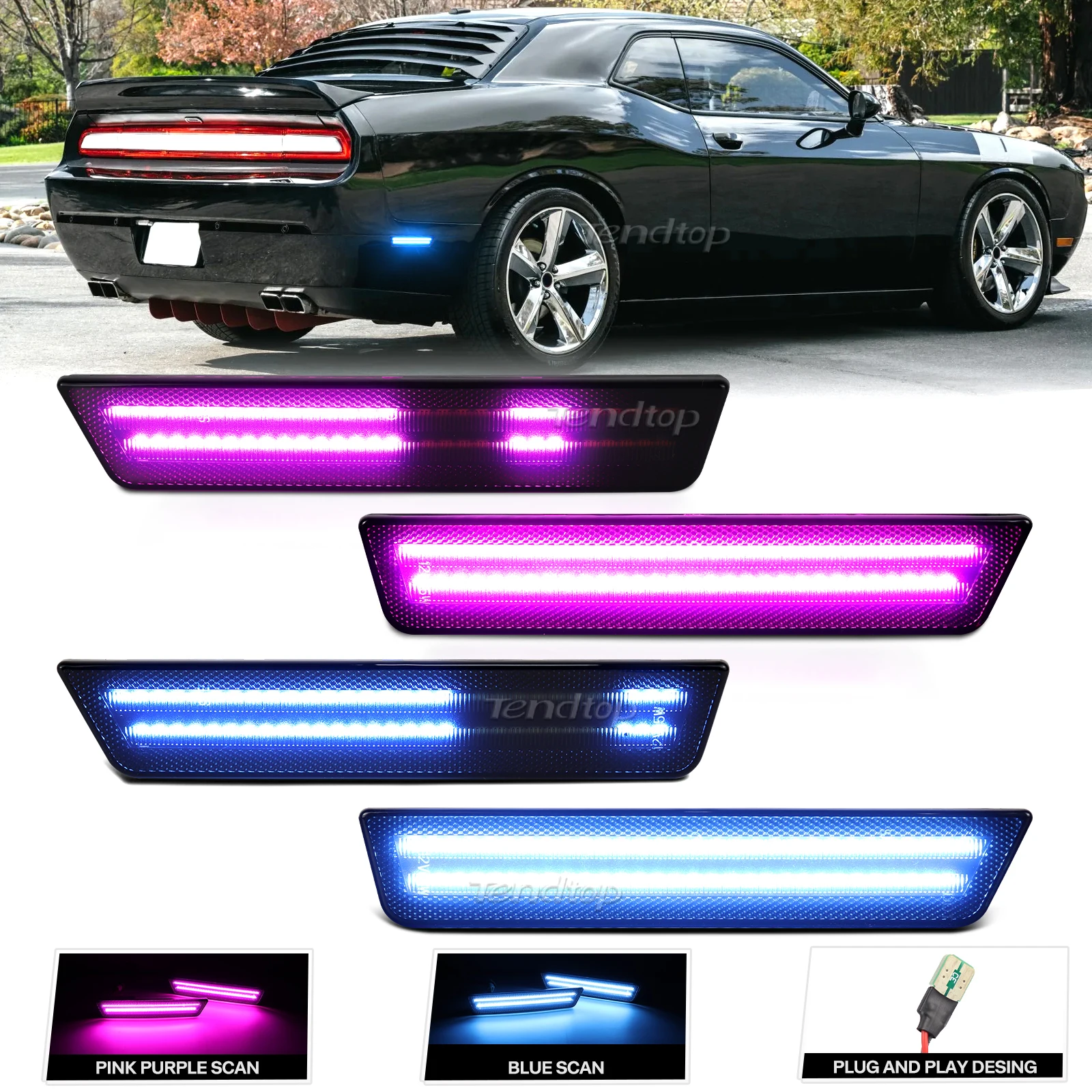 2個入り-ダイナミックスキャン-リアバンパー-ledストリップ-サイドマーカー-ウインカーライト-2008-2014年式-ダッジ-チャレンジャー-2011-2014年式-チャージャー用