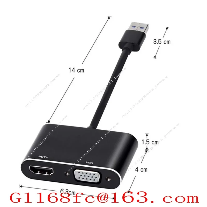 USB3.0 To HDMI + VGA Adapter Cable USB3.0 High Definition 2-in-1 USB To HDMI Adapter