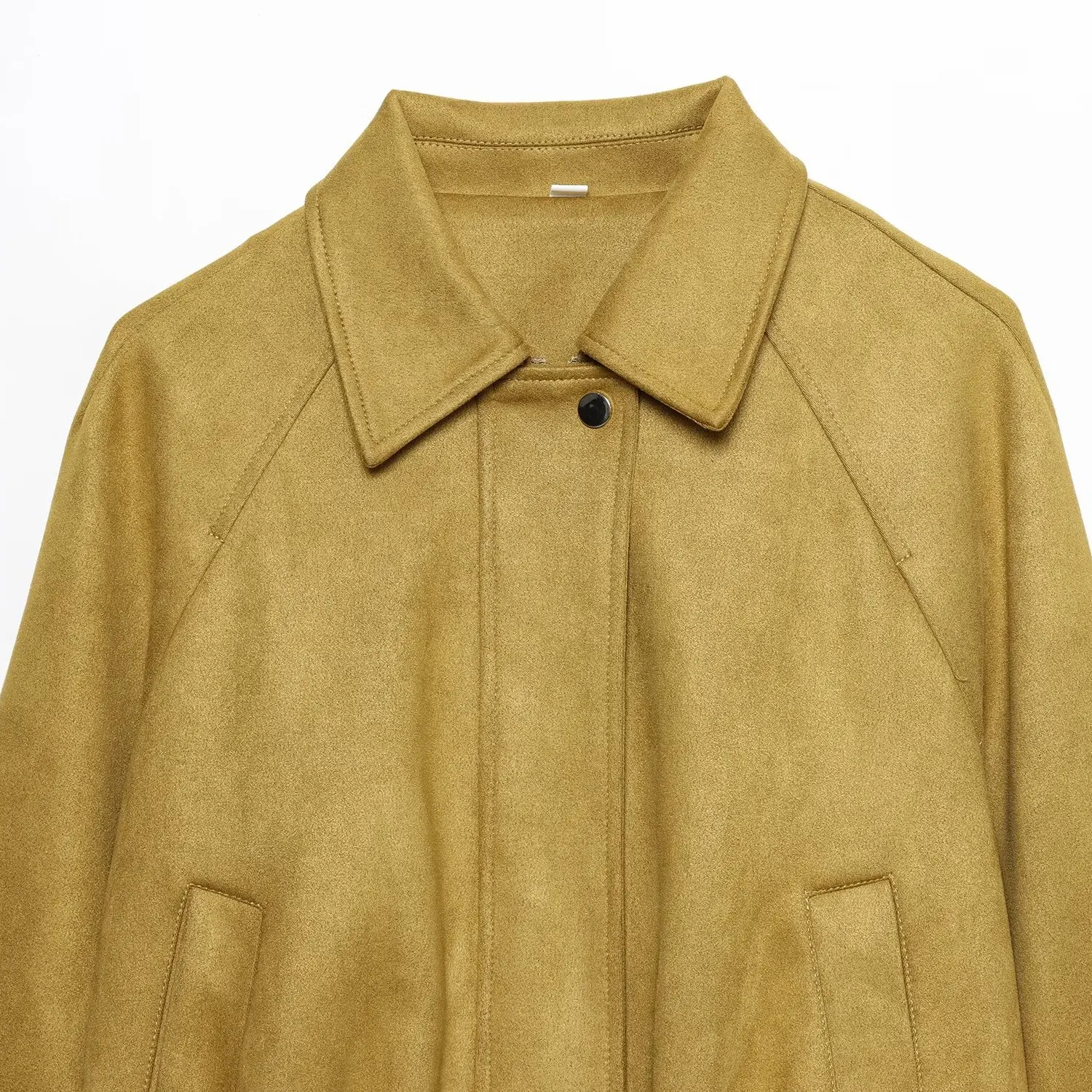 JNLEAOG Autumn New Women's Faion Pilot Jaet Coat Velvet Surface Effect Versatile Outerwear ort Sle Zipper Closure