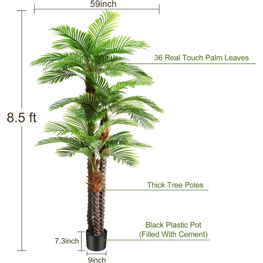 Imagem -02 - Palmeira Artificial Alta para o Exterior Triple Phoenix Palm Perfeito para o Pátio Piscina Decoração Estética Interior em Casa 8.5ft