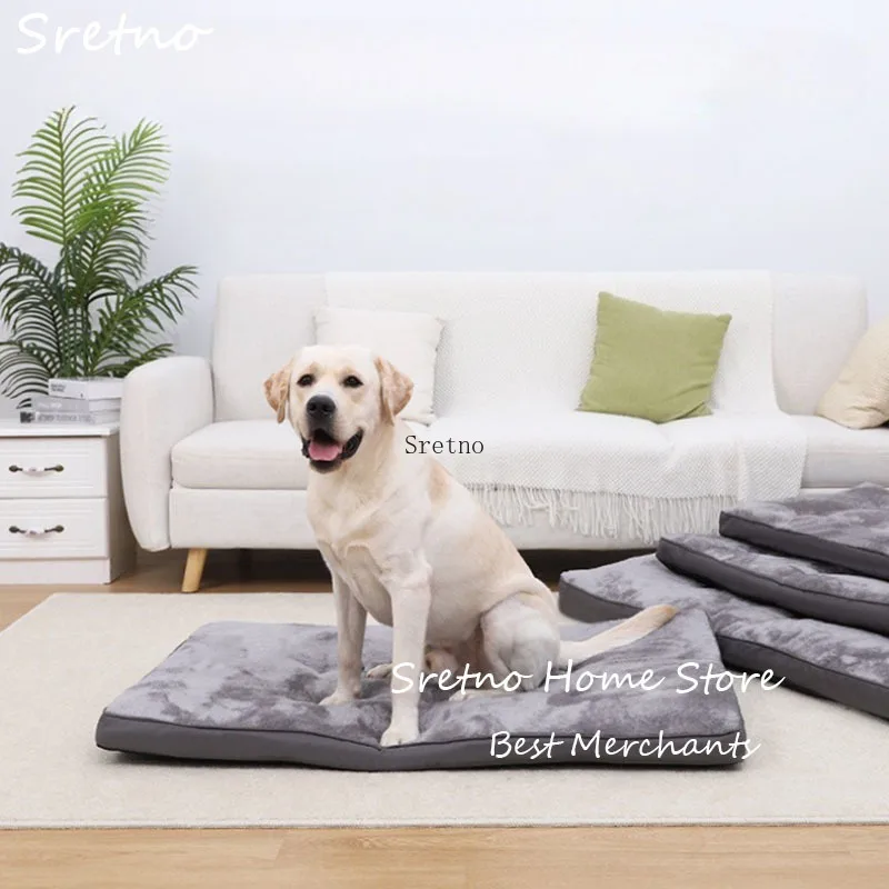 

SRETNO Arctic Velvet Dog Sleeping Beds Bite Resistant Pet Pad Anti Slip PP Cotton Filling Cat Bed Dog Mattress cama para perros