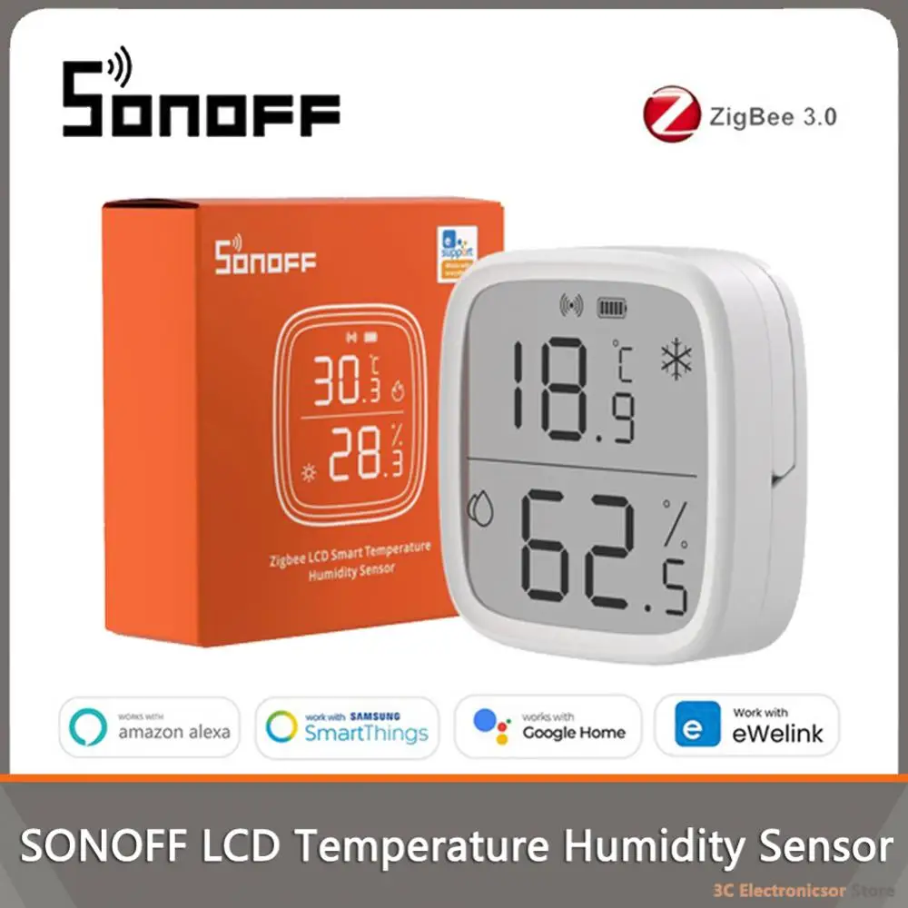 SONOFF Zigbee LCD Temperature Humidity Sensor SNZB-02D Temperature Screen Monitor Smart Home Scene For Google Home Alexa EWelink