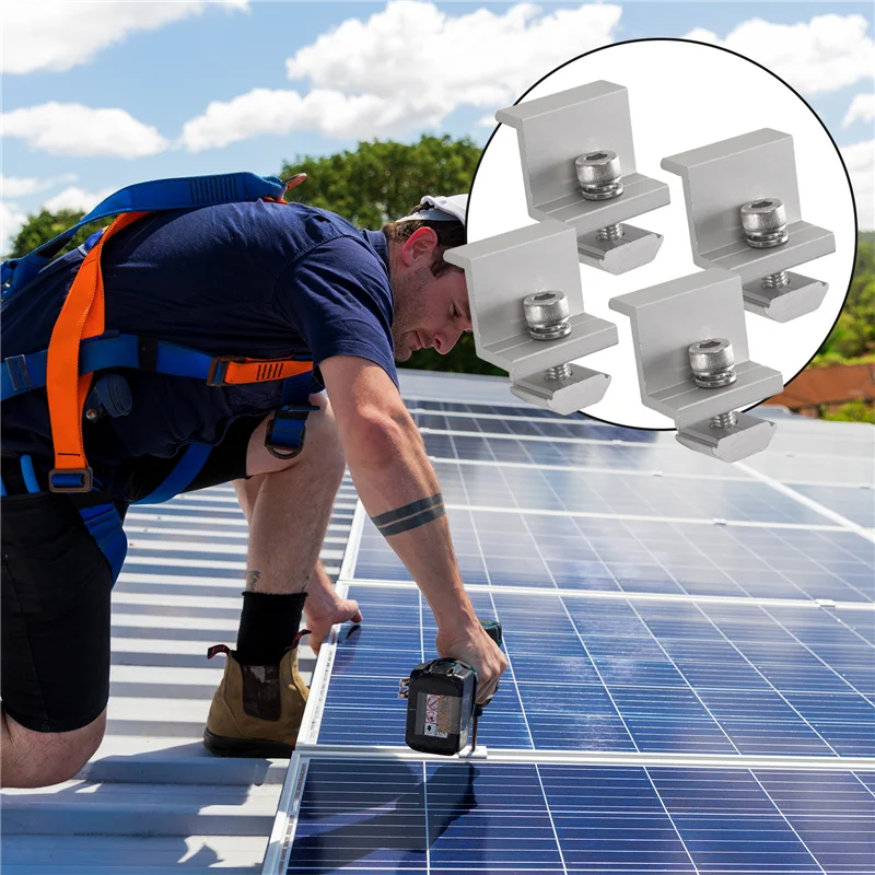 

ABMR-Solar Panel Mount Bracket Photovoltaic Panel Rail Solar Panel Mount Fastening Module With Mid For Trapezoidal Roof 30Mm Dur