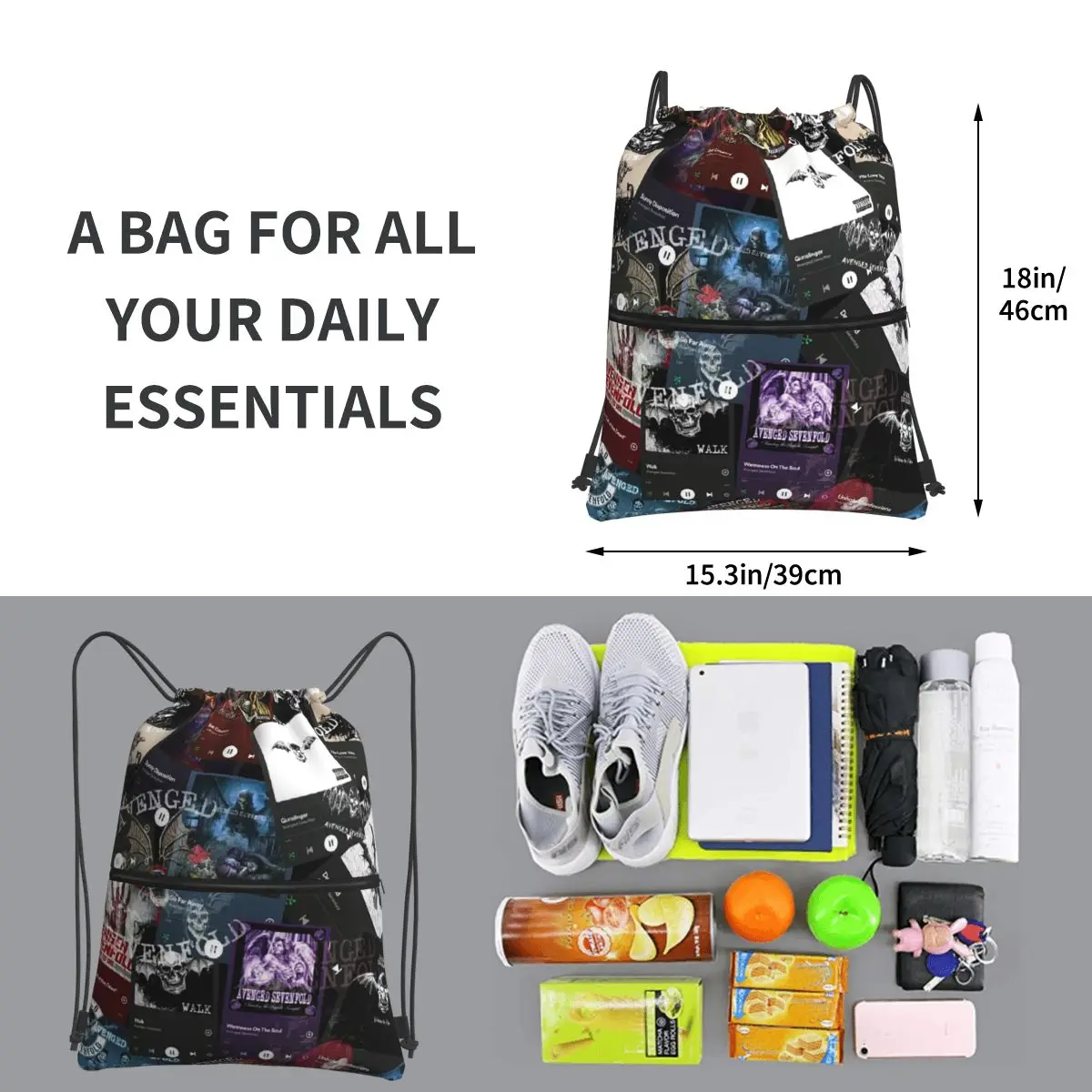 حقائب ظهر انتقيمة سبعة أضعاف متعددة الوظائف محمولة برباط حقيبة رياضية حقائب كتب للمدرسة للرجال والنساء #3