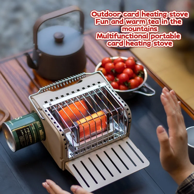 Estufa de gas para acampar de 1200W, mini calentador portátil para exteriores, senderismo, cocina, viaje, calentador de casete ligero, estufa pequeña para acampar