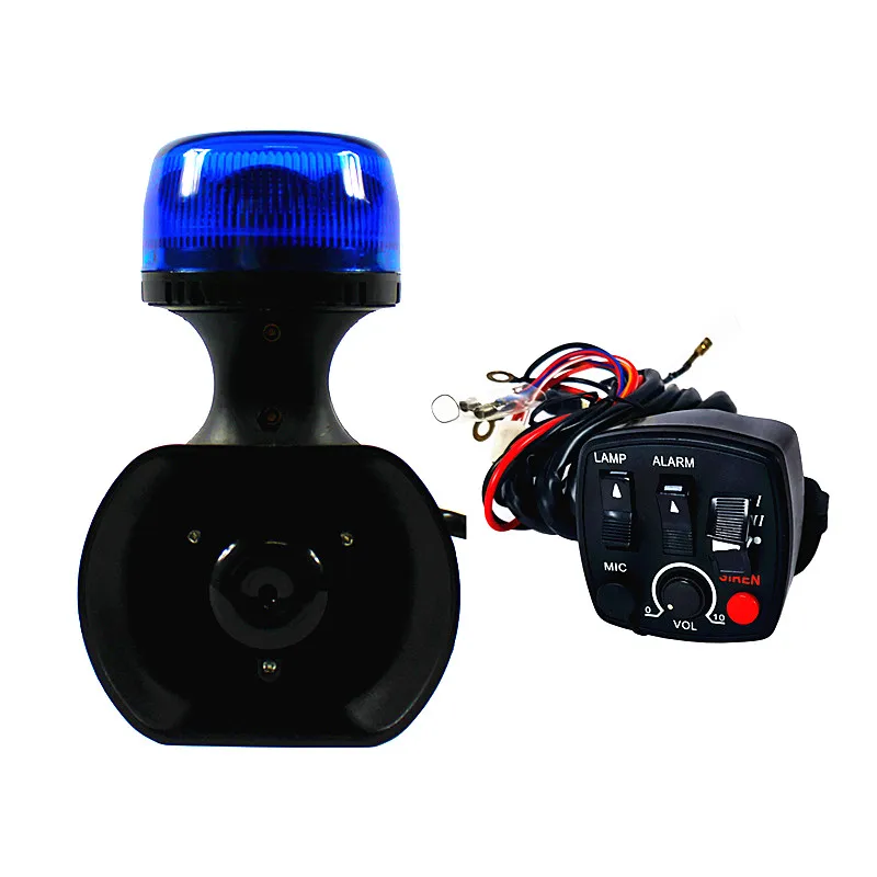 Two in one,8W Led Motorbike warning light+40W 3 warning sounds police siren speaker with control switch,microphone,waterproof