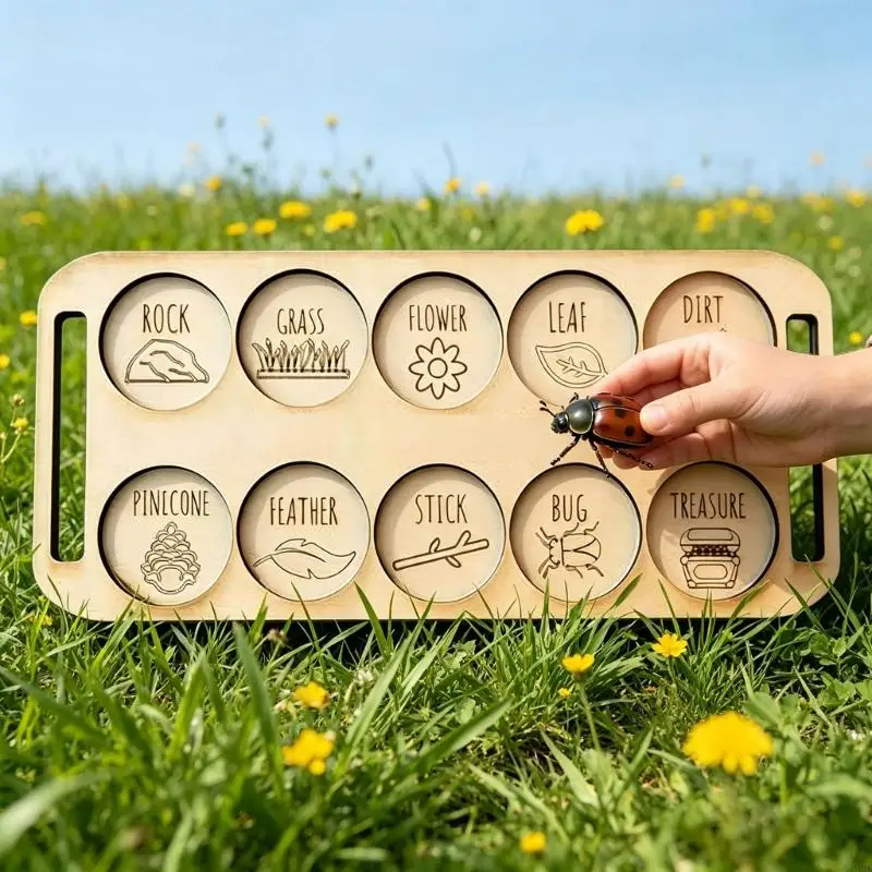 Wooden Insect Treasure Hunt Board For Kids Outdoor Exploration And Learning JOMD