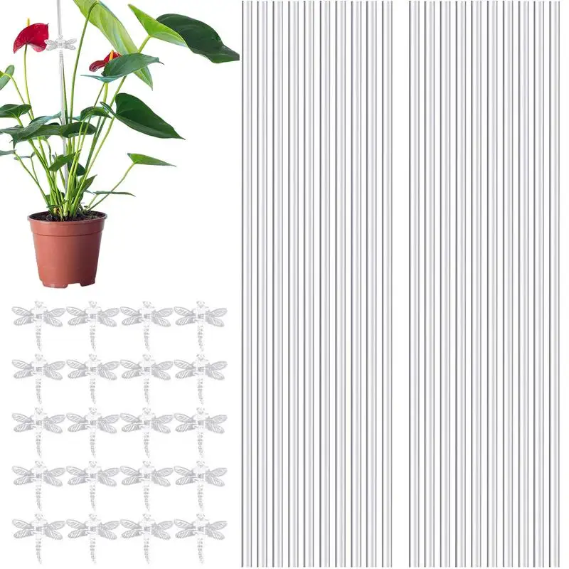 

Acryl Stakes And Clips 20pcs Plant Transparent Stakes With Clips Plant Support Structures For Garden For Tulips Roses Peas