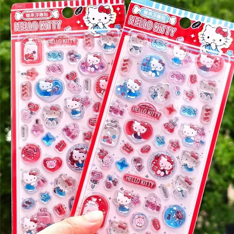 

Милые 3D-наклейки Hello Kitty для декора телефонов, ноутбуков, бутылок для воды, школьных принадлежностей
