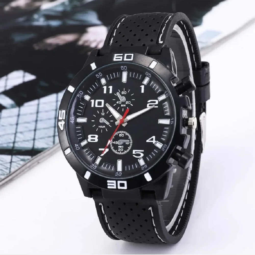 Luxury Fashion Quartz Watches for Men Black Sport Clock Silicone Strap Student Watch Casual Wristwatches Gift Reloj Hombre