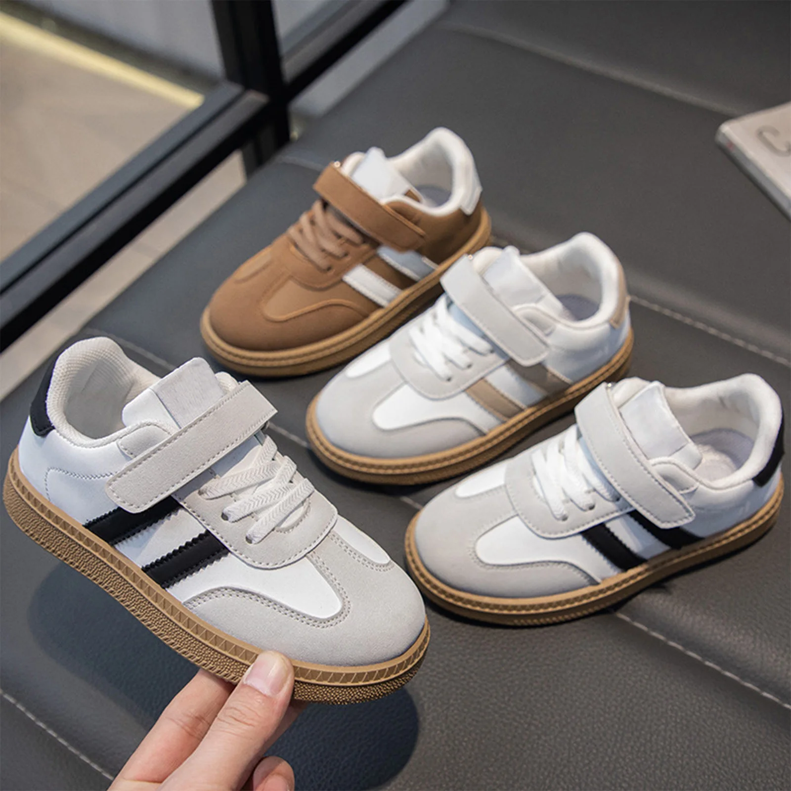 

Детские кроссовки из искусственной кожи, непромокаемая теннисная обувь для мальчиков и девочек, трендовая модная детская спортивная обувь для подростков на мягкой подошве